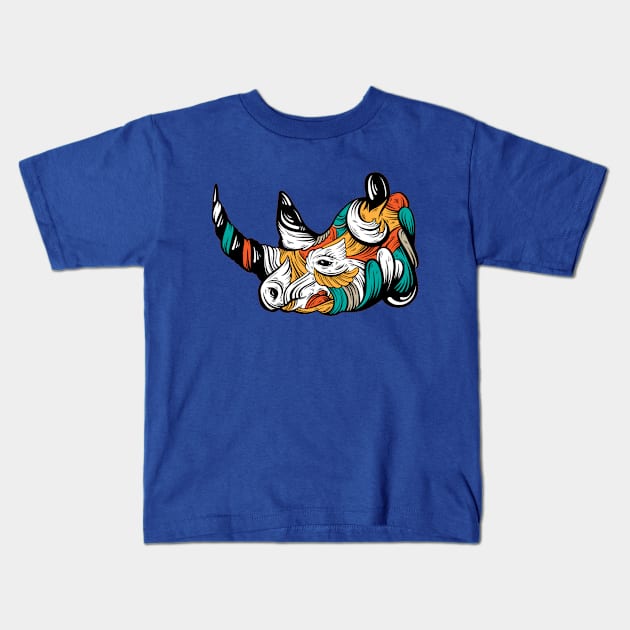 Rhino with decorative elements Kids T-Shirt by amramna